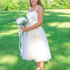 Short Tea Length Cute Wedding Dress